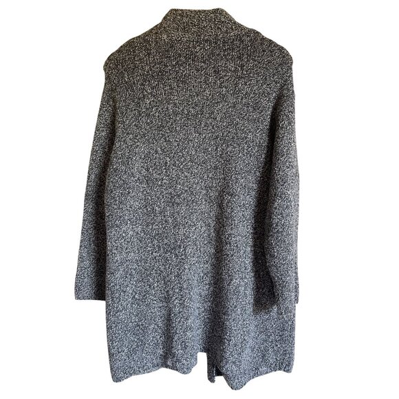 Pure Jill Gray Marled Tight Knit Ultrasoft Wool Blend Cardigan Sweater Size Medi - Picture 2 of 6